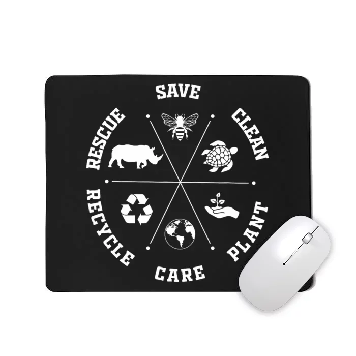 Earth Day Save Bees Rescue Animals Recycle Plastics Mousepad