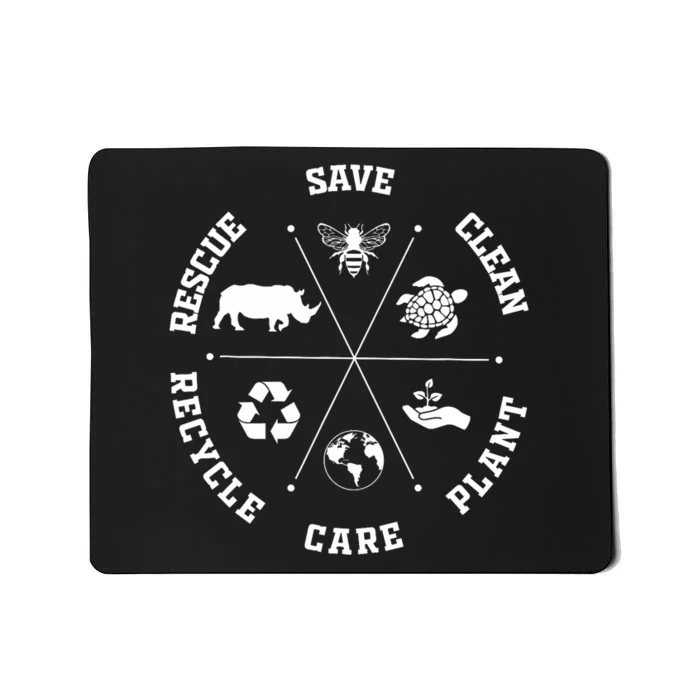 Earth Day Save Bees Rescue Animals Recycle Plastics Mousepad