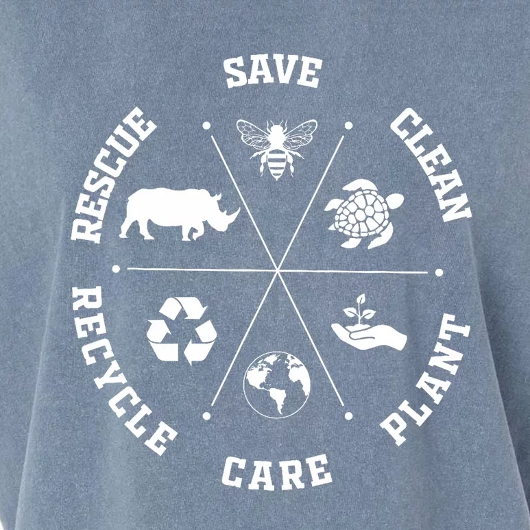 Earth Day Save Bees Rescue Animals Recycle Plastics Garment-Dyed Women's Muscle Tee