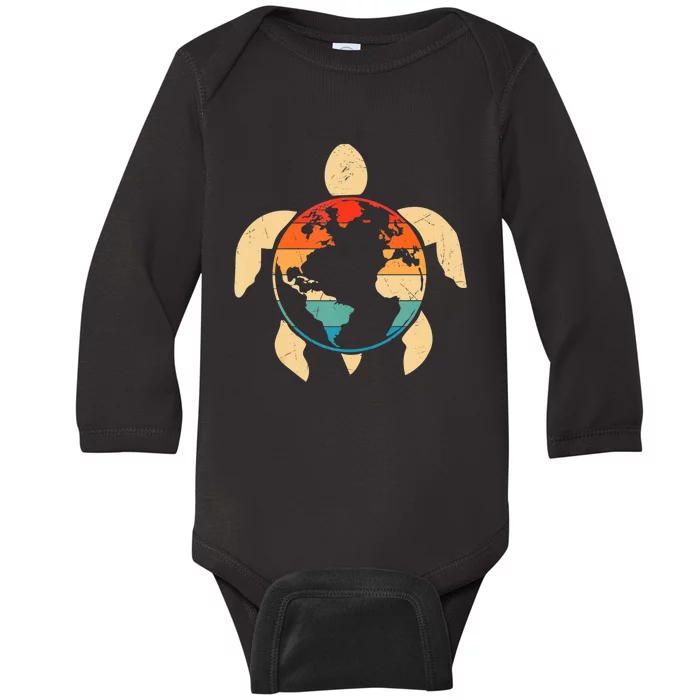 Earth Day Save Environment Cute Turtle Planet Protection Baby Long Sleeve Bodysuit