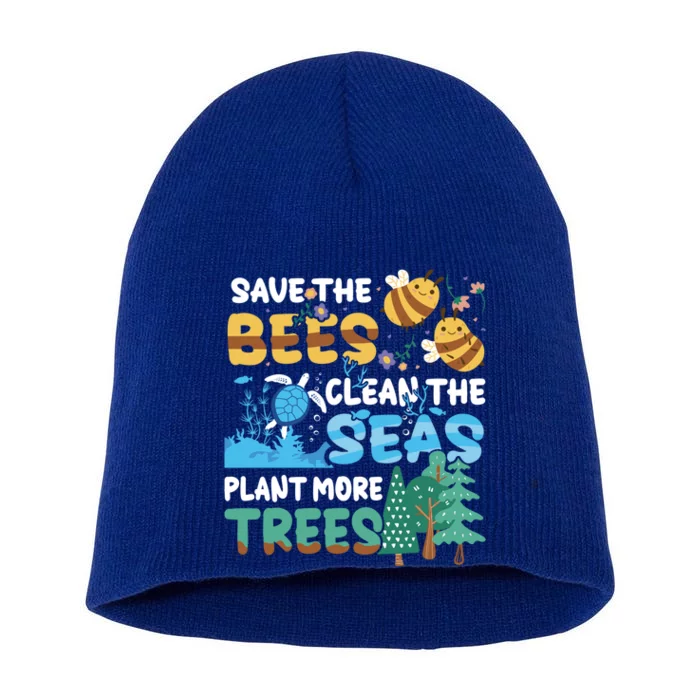 Earth Day Save The Bees Clean The Seas Plant More Trees Meaningful Gift Short Acrylic Beanie