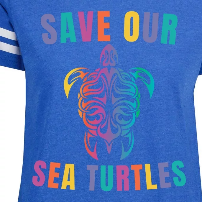 Earth Day, Save Our Sea Turtles, Sea Turtle Lover, Marine Life Enza Ladies Jersey Football T-Shirt