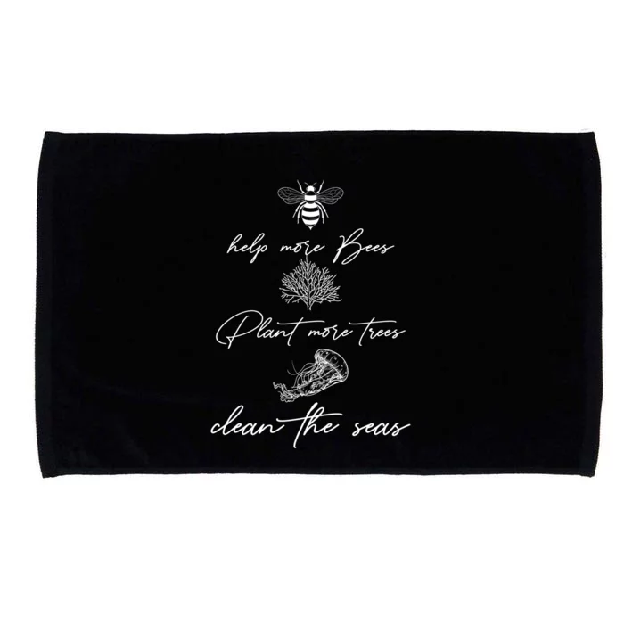 Earth Day Save The Bees Clean The Seas Plant More Trees Meaningful Gift Microfiber Hand Towel