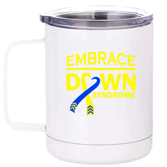 Embrace Down Syndrome Awareness Ribbon Gift Front & Back 12oz Stainless Steel Tumbler Cup