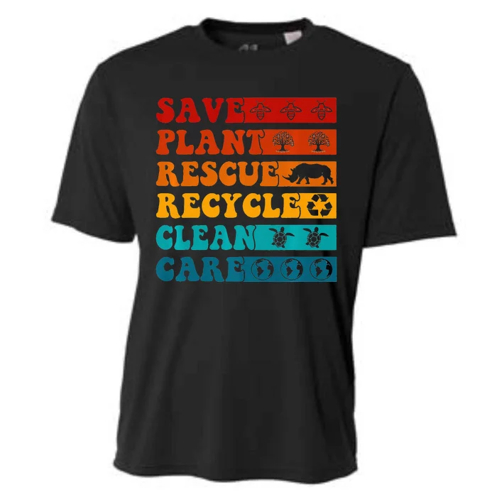 Earth Day Save Bees Rescue Animals Recycle Plastics Cooling Performance Crew T-Shirt