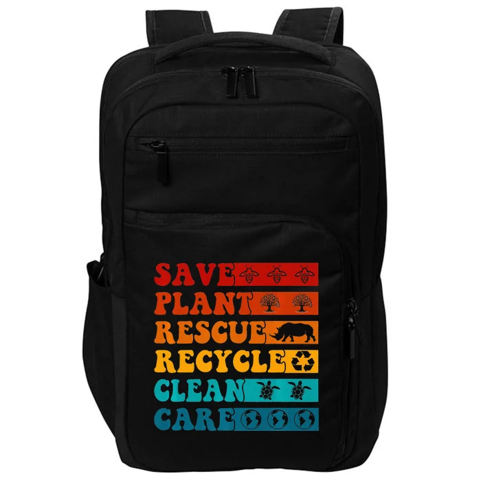 Earth Day Save Bees Rescue Animals Recycle Plastics Impact Tech Backpack