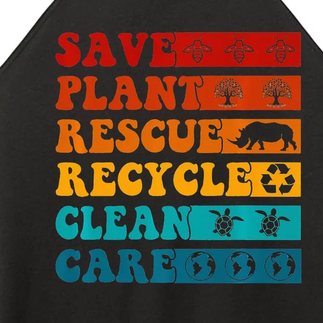 Earth Day Save Bees Rescue Animals Recycle Plastics Women’s Perfect Tri Rocker Tank