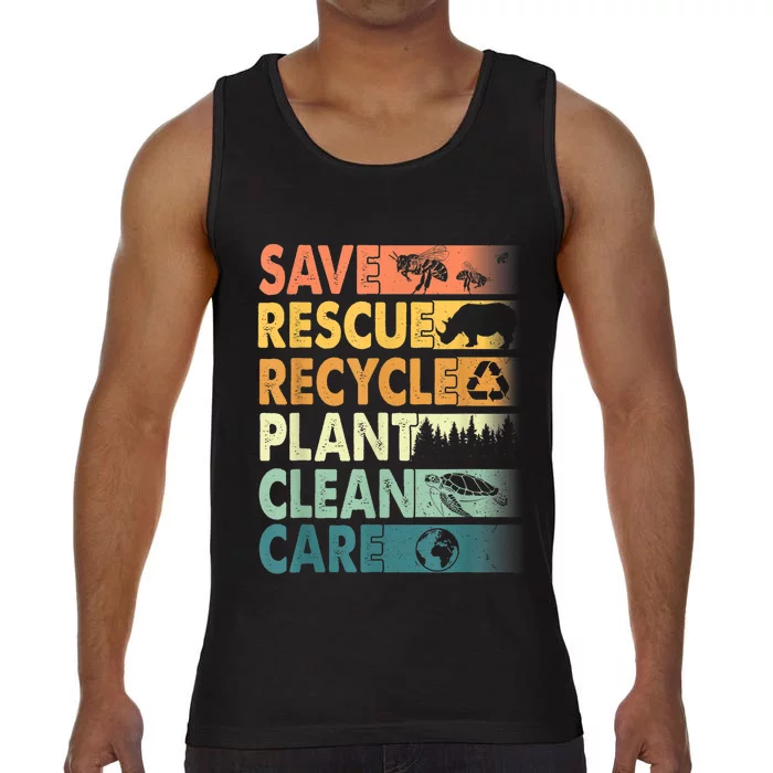 Earth Day Save Bees Rescue Animals Recycle Plastics Comfort Colors® Tank Top