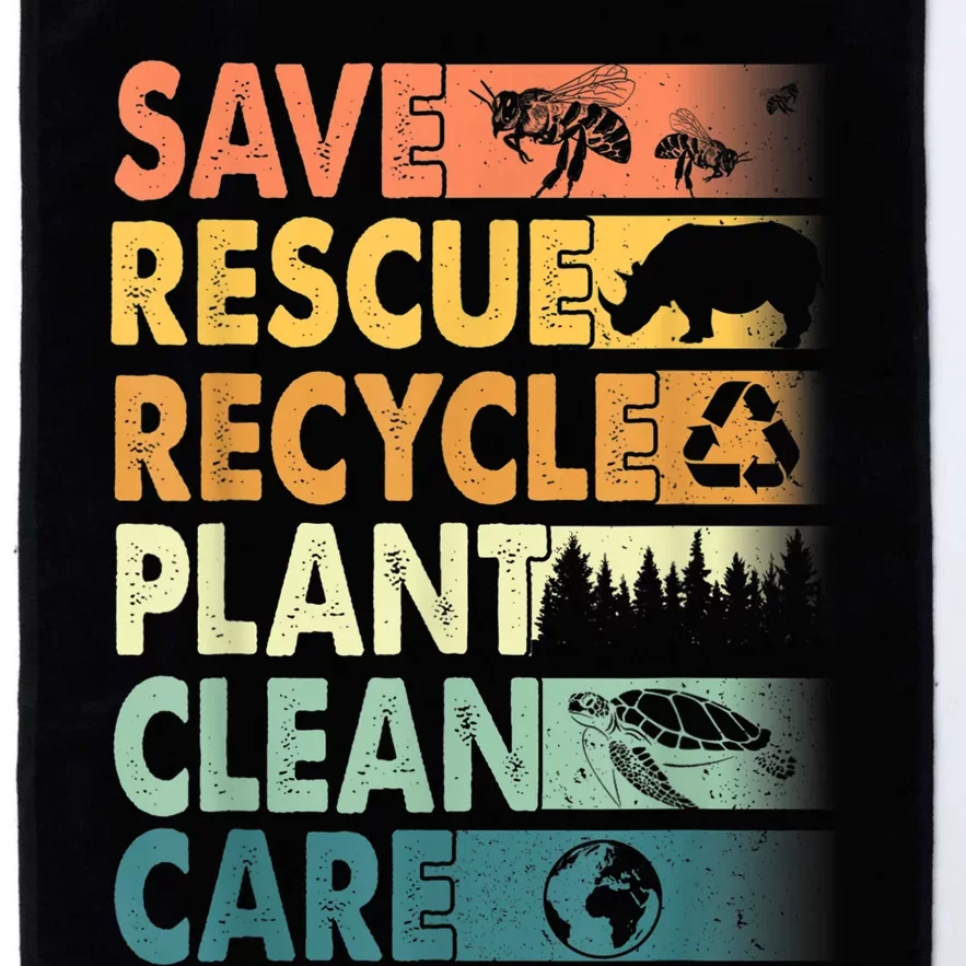 Earth Day Save Bees Rescue Animals Recycle Plastics Platinum Collection Golf Towel