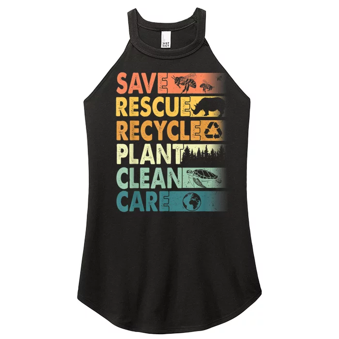 Earth Day Save Bees Rescue Animals Recycle Plastics Women’s Perfect Tri Rocker Tank