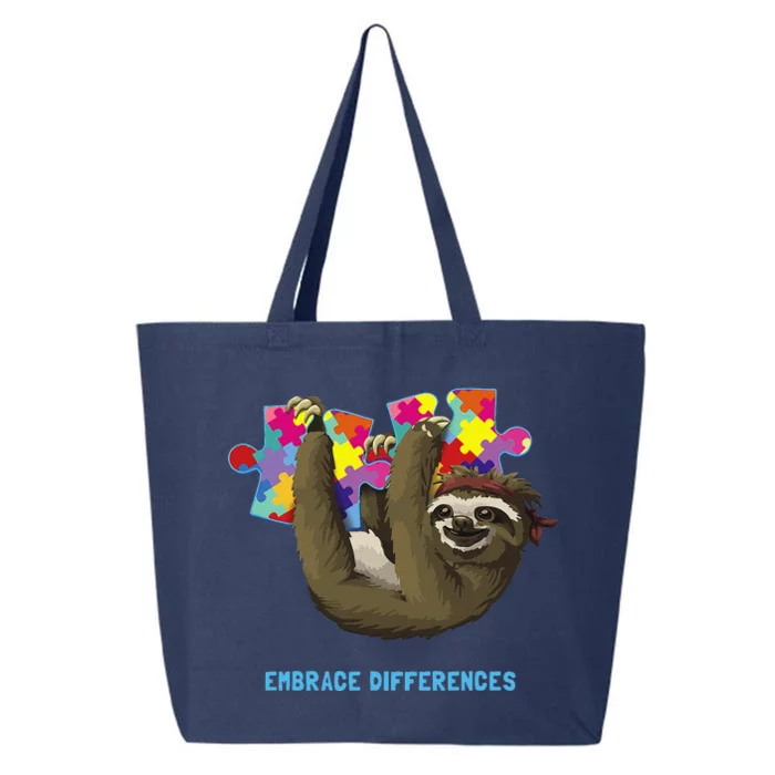 Embrace Differences Sloth Autism Awareness 25L Jumbo Tote