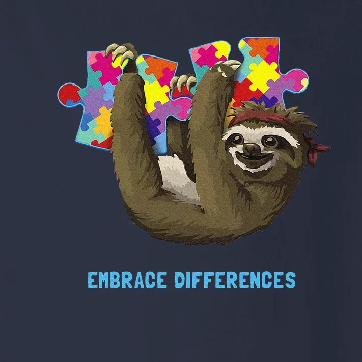 Embrace Differences Sloth Autism Awareness Toddler Long Sleeve Shirt