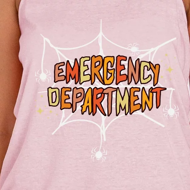 Emergency Departt Staff Halloween Spider Web Er Nurse Gift Women's Knotted Racerback Tank