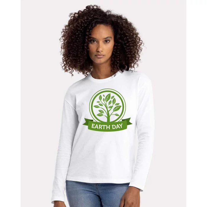 Earth Day Tree Womens Cotton Relaxed Long Sleeve T-Shirt