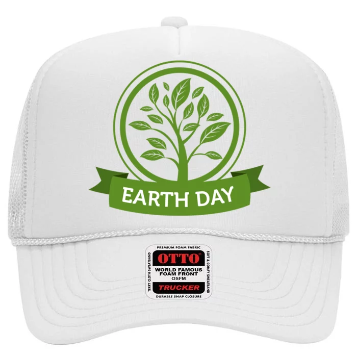 Earth Day Tree High Crown Mesh Trucker Hat