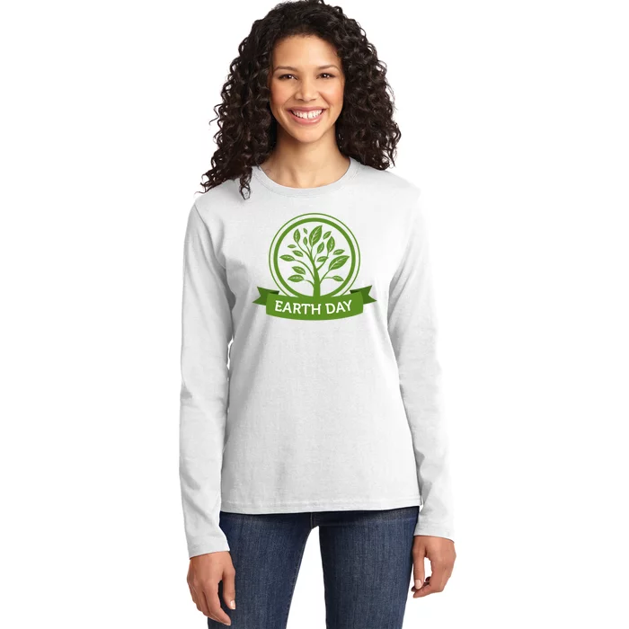 Earth Day Tree Ladies Long Sleeve Shirt