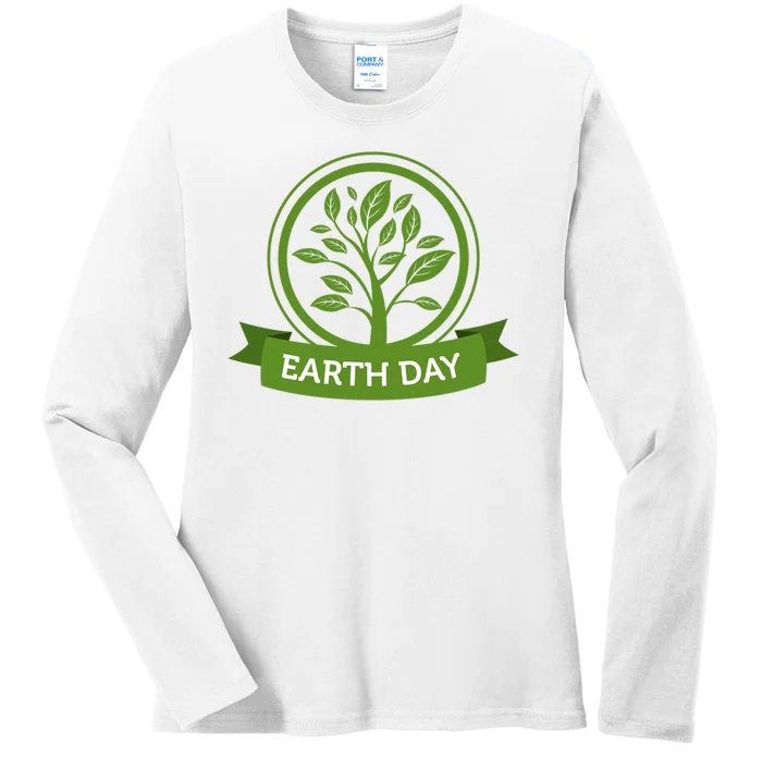 Earth Day Tree Ladies Long Sleeve Shirt