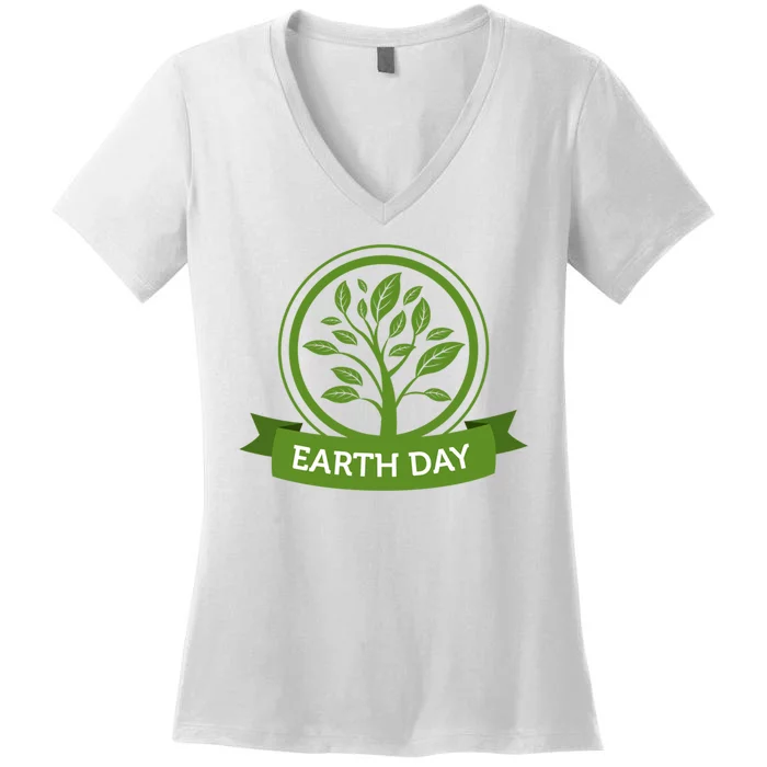 Earth Day Tree Women's V-Neck T-Shirt