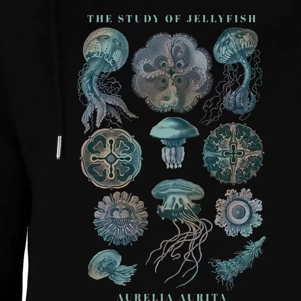 Earth Day The Study Of Jellyfish Womens Funnel Neck Pullover Hood