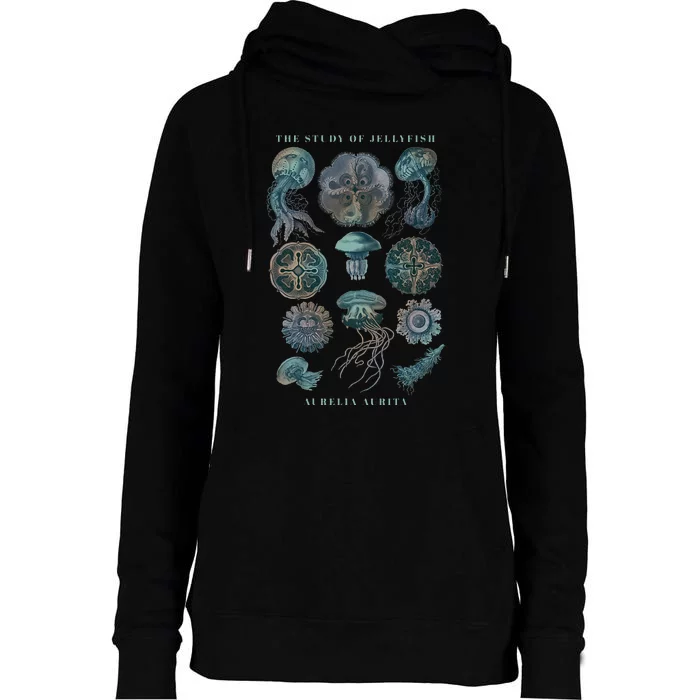 Earth Day The Study Of Jellyfish Womens Funnel Neck Pullover Hood