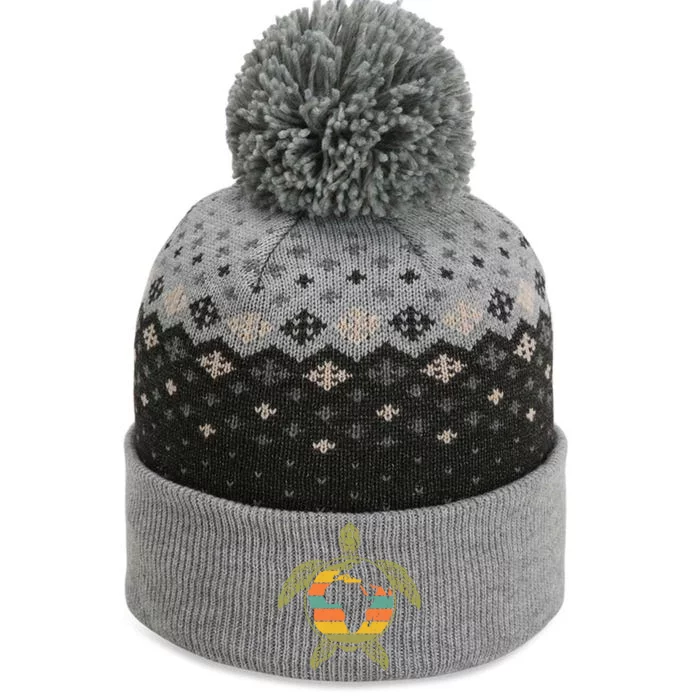 Earth Day Turtle Retro The Baniff Cuffed Pom Beanie