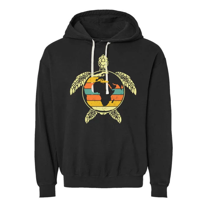 Earth Day Turtle Retro Garment-Dyed Fleece Hoodie