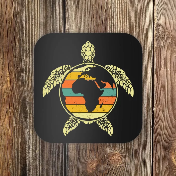 Earth Day Turtle Retro Coaster