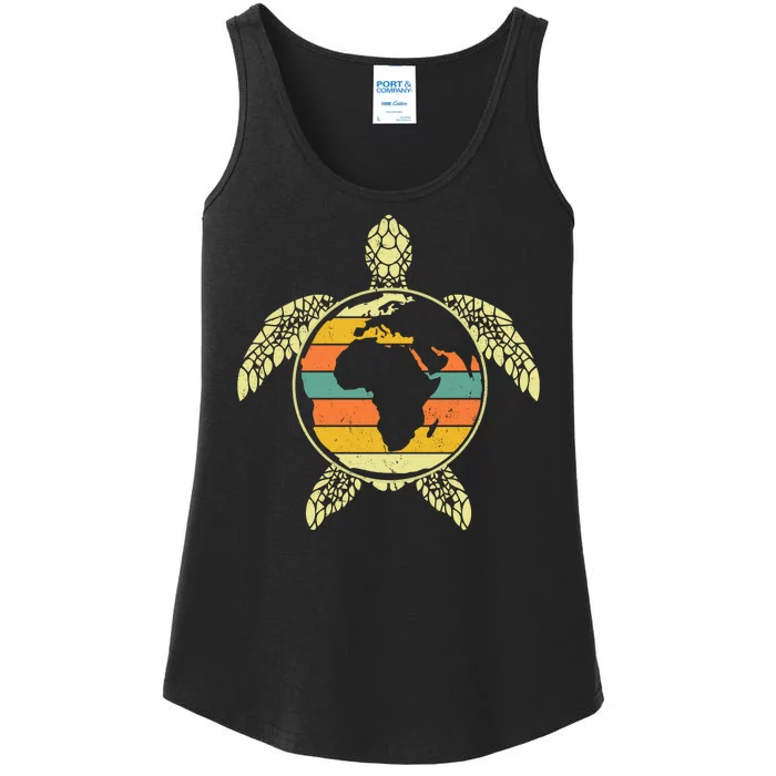 Earth Day Turtle Retro Ladies Essential Tank