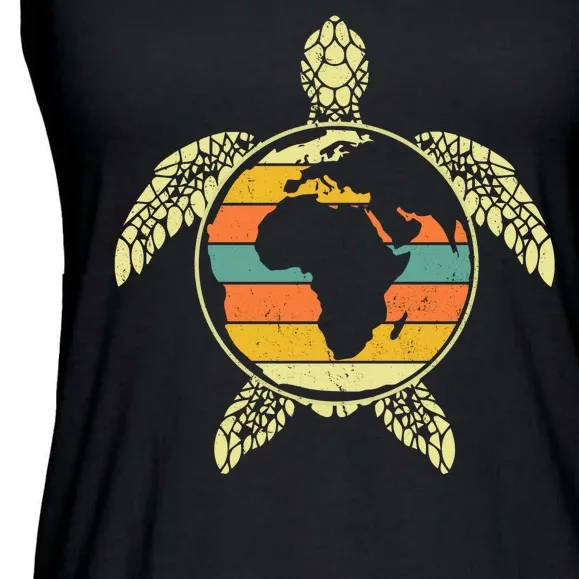 Earth Day Turtle Retro Ladies Essential Flowy Tank