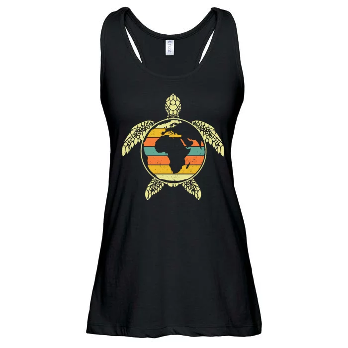 Earth Day Turtle Retro Ladies Essential Flowy Tank