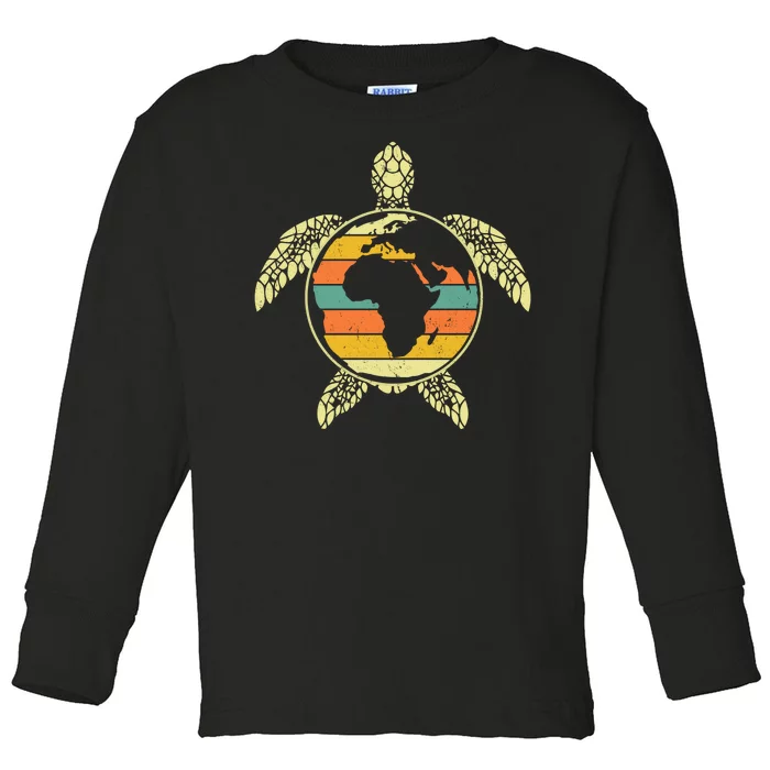 Earth Day Turtle Retro Toddler Long Sleeve Shirt