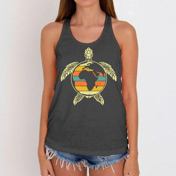 Earth Day Turtle Retro Women's Knotted Racerback Tank