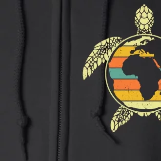 Earth Day Turtle Retro Full Zip Hoodie