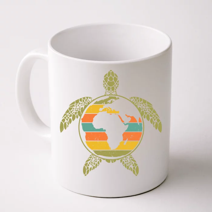 Earth Day Turtle Retro Front & Back Coffee Mug