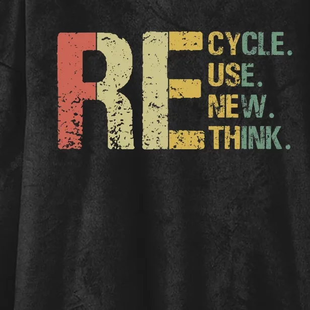 Earth Day Tee Recycle Reuse Renew Rethink Hooded Wearable Blanket