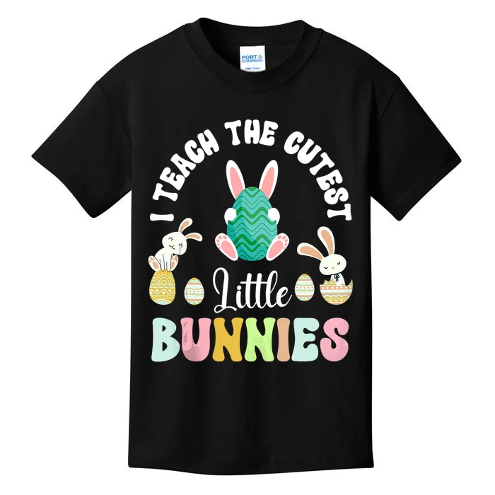 Easter Day Teacher I Teach The Cutest Little Bunnies Rainbow Kids T-Shirt