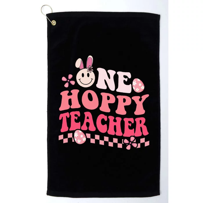 Easter Day Teacher Groovy One Hoppy Teacher Platinum Collection Golf Towel