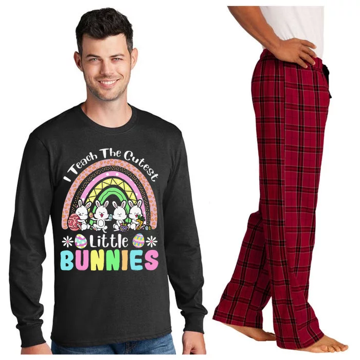 Easter Day Teacher I Teach The Cutest Little Bunnies Rainbow Long Sleeve Pajama Set