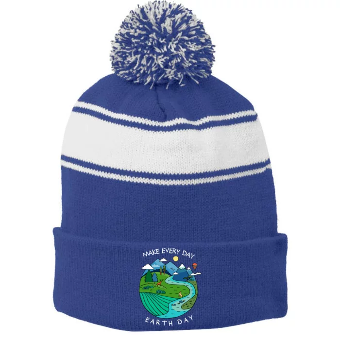 Earth Day Teacher Earth Day Funny Gift Planet Gift Stripe Pom Pom Beanie