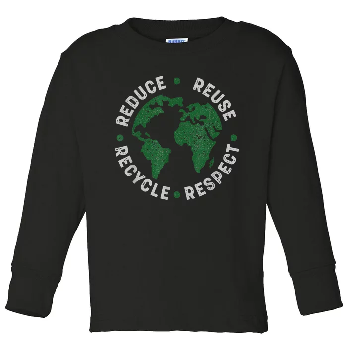 Earth Day Teacher Recycle Vintage Recycling Earth Day Toddler Long Sleeve Shirt