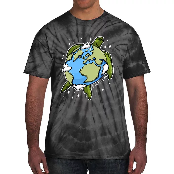 Earth Day Turtle Earth Globe Environmental Protection Tie-Dye T-Shirt