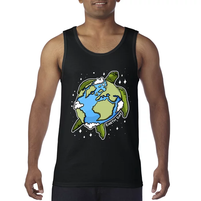 Earth Day Turtle Earth Globe Environmental Protection Tank Top