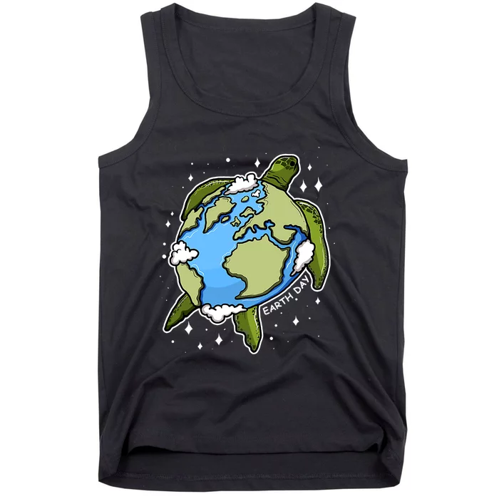 Earth Day Turtle Earth Globe Environmental Protection Tank Top