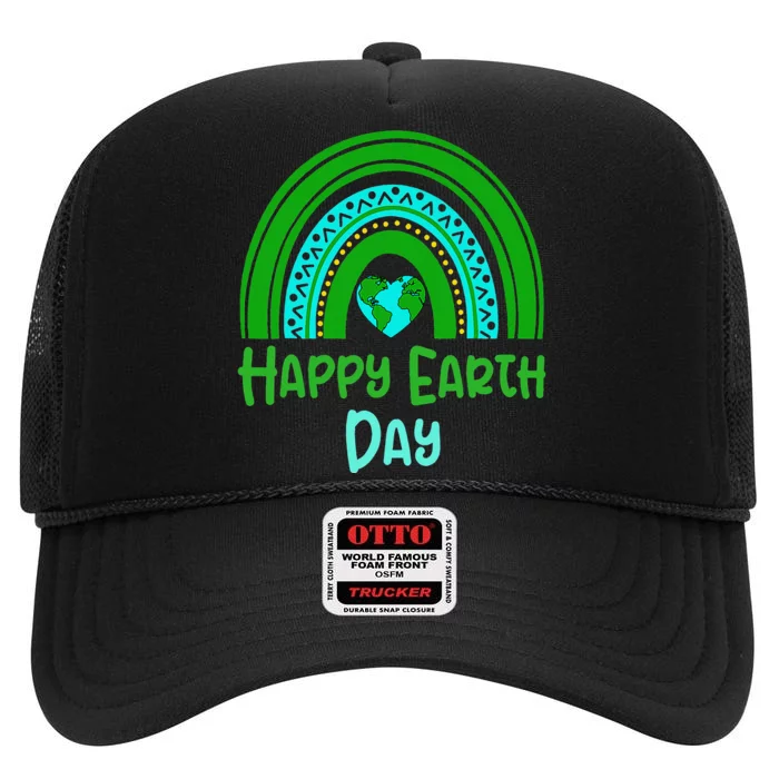 Earth Day Teacher Earth day Everyday Rainbow Earth Day High Crown Mesh Trucker Hat