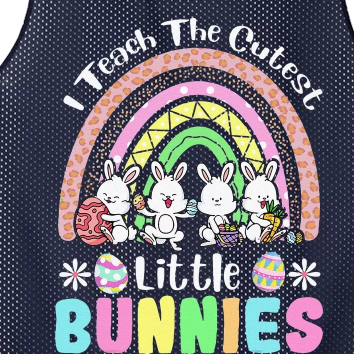 Easter Day Teacher I Teach The Cutest Little Bunnies Rainbow Mesh Reversible Basketball Jersey Tank