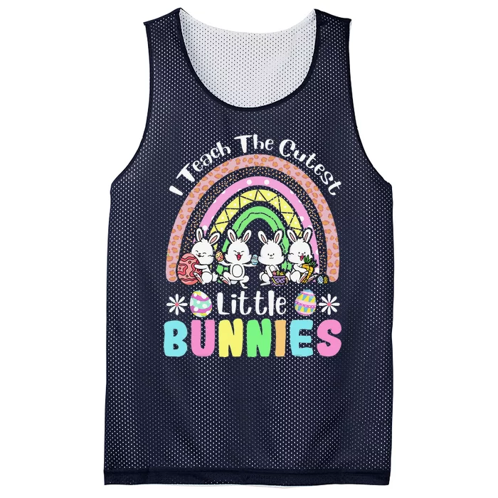 Easter Day Teacher I Teach The Cutest Little Bunnies Rainbow Mesh Reversible Basketball Jersey Tank