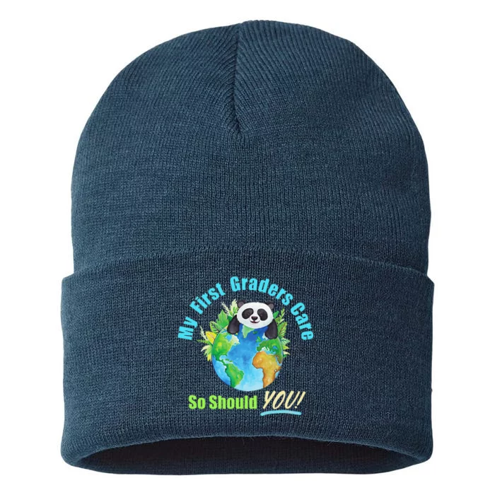 Earth Day Teacher First Grade Gift Sustainable Knit Beanie