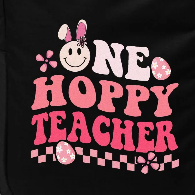 Easter Day Teacher Retro Groovy One Hoppy Teacher Impact Tech Backpack