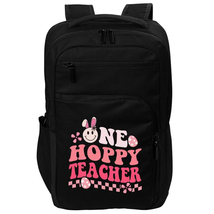 Easter Day Teacher Retro Groovy One Hoppy Teacher Impact Tech Backpack