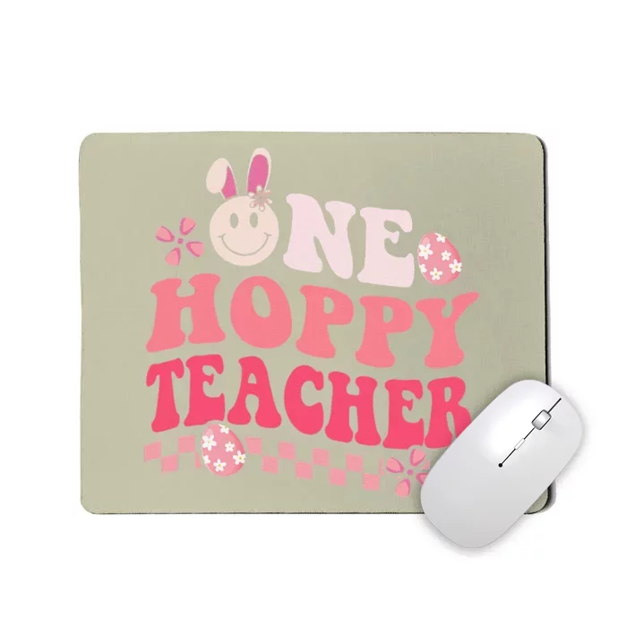 Easter Day Teacher Retro Groovy One Hoppy Teacher Mousepad